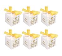 lyrlody 50 Cajas de Regalo para Fiestas, Cajas de Papel para Regalos de Boda, 6,5 X 6,5 X, Cm con Cinta Dorada, Impresión Mi Bautizo para Bautismo, Boda, Baby Shower, Fiesta de Cumpleaños, Embalaje