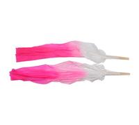 lyrlody Abanico de Danza Larga, 1 par de Abanicos de Danza del Vientre de Seda con 16 Barras Resistentes Abanico de Danza Clásica, para Entrenamiento de Danza Clásica 1,5 M (Rosa y Rosa roja)