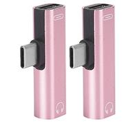 lyrlody Adaptador 2 en 1 Tipo C Adaptador de Tipo C de Aleación de Aluminio con Conector de 3,5 Mm y Puerto de Carga Admite Música y Carga para Teléfonos USB Tabletas PC (Pink)