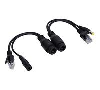 lyrlody Adaptador PoE Pasivo de 12 V, Cable Inyector Divisor de Alimentación a Través de Ethernet con Accesorios Impermeables, para Cámaras de Seguridad IP y Puntos de Acceso WiFi (Black)