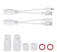 lyrlody Adaptador PoE Pasivo de 12 V, Cable Inyector Divisor de Alimentación a Través de Ethernet con Accesorios Impermeables, para Cámaras de Seguridad IP y Puntos de Acceso WiFi (White)