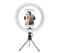 lyrlody Anillo de Luz LED de 10 Pulgadas Luz de Relleno de Escritorio USB Metal y ABS Regulable del 10 Al 100 por Ciento 3 Modos de Color con Trípode y Cabezal Esférico para Transmisión en