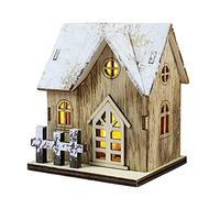 lyrlody Casa de Madera LED Cabaña Luminosa Cabaña Brillante de Madera Casa de Navidad Iluminada con Luces Cálidas para la Tienda de la Oficina en Casa Colgando (A)