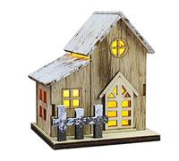lyrlody Casa de Madera LED Cabaña Luminosa Cabaña Brillante de Madera Casa de Navidad Iluminada con Luces Cálidas para la Tienda de la Oficina en Casa Colgando (B)