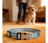 lyrlody Collar para, Collar para Mascotas de Poliéster Impreso con Hebilla de Metal de Ajuste Ajustable y Anillo en D de Acero Inoxidable, Diseño de Patrón Suave para Caminar Diario, Uso Al Aire (M)