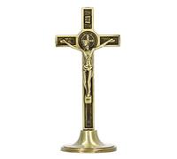 lyrlody Cruz Católica, Cruz de Pared de Crucifijo Católico Decoración Inspiradora de Jesucristo con Diseño de Jesucristo, para Decoración de Escritorio, 4,7 X 5,2 X 12cm (Color Cobre)