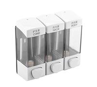 lyrlody Dispensador de Jabón Líquido de Pared, Triple, 350 ml x 3, Plástico, Manual, para Baño y Cocina