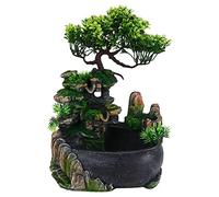 Lyrlody Fuente de mesa de jardín de roca cascada Zen para meditación interior con bomba automática, decoración de escritorio para casa, oficina, dormitorio (UE 220 V)