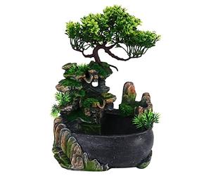 Lyrlody Fuente de mesa de jardín de roca cascada Zen para meditación interior con bomba automática, decoración de escritorio para casa, oficina, dormitorio (UE 220 V)