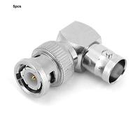 lyrlody L de Forma Bnc Conector Coaxial, Adaptador de Latón de 90 Grados Macho a Hembra 5pcs - Transmisión de Señal Estable, Material de Latón Premium, Buena Resistencia a la Oxidación, Uso
