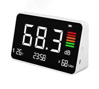 lyrlody Medidor de Decibelios Digital DM219N, Probador de Nivel de Sonido de Escritorio de 30-130dB con Detección de Temperatura y Humedad para Biblioteca Escolar en Casa