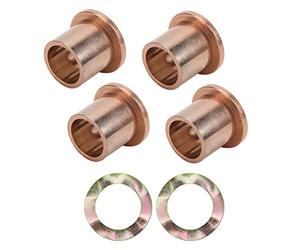 lyrlody Precedent Steering Knuckle Bushing Kit, Bronze Alloy | Kit de reparación de extremo frontal eléctrico de gas, 4 bujes de husillo con bridas, 2 arandelas onduladas Kingpin,