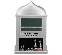 lyrlody Reloj de Oración Musulmán con Recordatorio Azan, Hora Mundial, Pantalla de Temperatura, Plástico y Metal