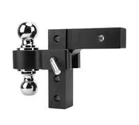 lyrlody Soporte de Enganche para Remolque, Soporte de Bola de Enganche Ajustable de Aluminio con Bolas Dobles para Receptores de 2 Pulgadas, Caída de 6 Pulgadas para Barcos y Campistas (BLACK)