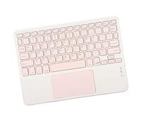 lyrlody Teclado Inalámbrico con Panel Táctil 10 Pulgadas, Rosa, bajo Ruido | ABS Shell, Teclas Silenciosas de Tijera, Impermeable, Uso de Viaje, Soporte para Teléfono, Tablet y Portátil, Bluetooth
