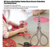 lyrlody Tijeras de Bordado Tijeras de Punto de Cruz de Oro Antiguo Cuchillas de Acero Inoxidable TPR de 3,5 Pulgadas para Costura DIY Costura Corte de Papel Artesanos y Principiantes (Bronce)