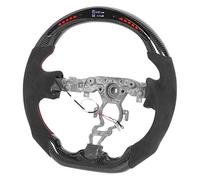 lyrlody Volante LED de Fibra de Carbono Volante de Fondo Plano de Gamuza con Luces de LCD de 12 V a 16 V para 370Z 2009 a 2020 Racing Street Driving