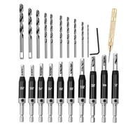 Lyshujli Juego de 22 brocas autocentrantes, vástago hexagonal de 1/4 pulgadas, broca VIX de 5/64-1/4 pulgadas de cambio rápido, brocas hexagonales para carpintería, metal, madera, armario, ventana