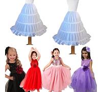 LYSINK Enaguas para niños, de una sola capa, color blanco sólido, 3 aros con volantes, línea A, media falda, accesorio de boda para niñas de 5 a 10 años, Ba White, 5-10 años