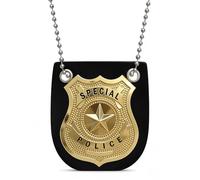 Lysjoy Placa Policia, Collar con Insignia de policía, Placa de Policía con Cadena, Insignias de Policía, Accesorios Policia Disfraz para Carnaval, Halloween, Cosplay, Fiesta de Disfraces (Dorado)