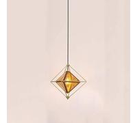 LYSMSD Lámpara de Techo, Chandelier, Modern Glass Diamond Chandelier, Geometric Ceiling Lamp, Coffee Shop, Clothing Store Decorative Lamp, Diameter: 40cm(Amber,Gold)