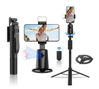 LYSOATUR Trípode de seguimiento facial automático de rotación de 360°, trípode para teléfono celular de 67 pulgadas, soporte de trípode para teléfono con control remoto de gestos, sin aplicación, para