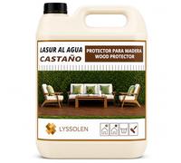 LYSSOLEN Lasur Protector Barniz Madera Exterior e Interior | Al Agua, Poro Abierto, Satinado Color Castaño | Impermeabilizante con Filtro UV para Terrazas, Vallas, Pérgolas y Vigas | 8 Años | 5 Litros
