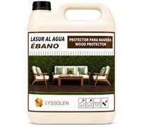 LYSSOLEN Lasur Protector Barniz Madera Exterior e Interior | Al Agua, Poro Abierto, Satinado Color Ébano | Impermeabilizante con Filtro UV para Terrazas, Vallas, Vigas y Muebles | 8 Años | 1 Litro