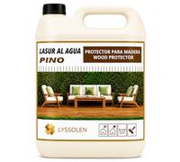 LYSSOLEN Lasur Protector Barniz Madera Exterior e Interior | Al Agua, Poro Abierto, Satinado Color Pino | Impermeabilizante con Filtro UV para Terrazas, Vallas, Pérgolas y Vigas | 8 Años | 5 Litros