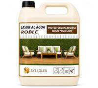 LYSSOLEN Lasur Protector Barniz Madera Exterior e Interior | Al Agua, Poro Abierto, Satinado Color Roble | Impermeabilizante con Filtro UV para Terrazas, Vallas, Pérgolas y Vigas | 8 Años | 5 Litros