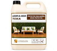 LYSSOLEN Lasur Protector Barniz Madera Exterior e Interior | Al Agua, Poro Abierto, Satinado Color Teka | Impermeabilizante con Filtro UV para Terrazas, Vallas, Vigas y Muebles | 8 Años | 1 Litro