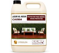 LYSSOLEN - Lasur Protector de Madera Satinado 1L - Color Caoba - Barniz al Agua Impermeabilizante para Exterior e Interior - Protección UV y Climática para Terrazas, Vigas y Suelos - Poro Abierto
