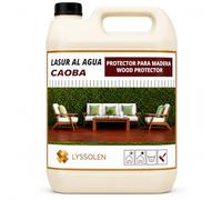 LYSSOLEN - Lasur Protector de Madera Satinado 5L - Color Caoba - Barniz al Agua Impermeabilizante para Exterior e Interior - Protección UV y Climática para Terrazas, Vigas y Suelos - Poro Abierto