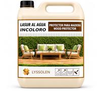 LYSSOLEN - Lasur Protector de Madera Satinado 5L - Incoloro - Barniz al Agua Impermeabilizante para Exterior e Interior - Protección UV y Climática para Terrazas, Vigas y Suelos - Poro Abierto