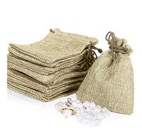 LYSXP 50 bolsas de arpillera con cordón, bolsa de regalo con cordón de 3 x 4 pulgadas, bolsas de joyería para recuerdos de boda, manualidades, Navidad, regalos (crema, 3 x 4 pulgadas)