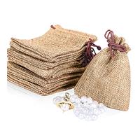 LYSXP 50 bolsas de arpillera con cordón, bolsa de regalo con cordón de 3 x 4 pulgadas, bolsas de joyería para regalos de boda, manualidades, Navidad, regalos (café, 3 x 4 pulgadas)