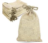 LYSXP 50 bolsas de arpillera con cordón, bolsa de regalo con cordón de 4 x 6 pulgadas, bolsas de joyería para recuerdos de boda, manualidades, Navidad, regalos (crema, 4 x 6 pulgadas)