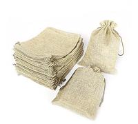 LYSXP 50 bolsas de arpillera con cordón, bolsa de regalo con cordón de 5 x 7 pulgadas, bolsas de joyería para recuerdos de boda, manualidades, Navidad, regalos (crema, 5 x 7 pulgadas)