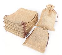 LYSXP 50 bolsas de arpillera con cordón, bolsa de regalo con cordón de 5 x 7 pulgadas, bolsas de joyería para recuerdos de boda, manualidades, Navidad, regalos (café, 5 x 7 pulgadas)