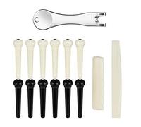 LYTIVAGEN 15Pcs Puente de Guitarra, Pasadores de Plástico de Guitarra Puente Pins Accesorios de Piezas para Guitarra Acústica Popular (Blanco y Negro)