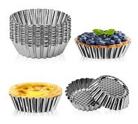 LYTIVAGEN 20 PCS Molde de Tarta de Huevo Molde de Pastel de Lata Cupcake Pudín Tartaleta Tarta Molde para Muffin Antiadherente Mini Taza para Pudín, Horneado Sartén, Utensilios Hornear