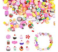 LYTIVAGEN 200 PCS Cuentas de Arcilla Polimérica, Cuentas de Frutas para Pulseras, Cuentas Planas para Pulseras, Abalorios para Hacer Pulseras, Cuentas de Frutas para Enhebrar para DIY Pulseras Collare