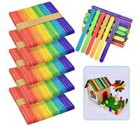 LYTIVAGEN 300 PCS Palos de Madera Multicolores Abedul Palitos de Colores Natural Palito de Helado para Manualidades Artesanía de DIY para Niños (6.5x1.5x0.1")