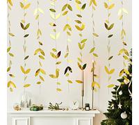 LYTIVAGEN 4 PCS Guirnalda de Papel de Hojas 4m Guirnalda Hojas Colgante Guirnalda de Papel Redonda Decoración para Fiestas de Oro Primavera para Decoración de Hogar Boda Navidad