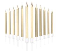 LYTIVAGEN 48 PCS Velas de Tarta de Cumpleaños Velas de Magdalenas Pastel Delgadas en Soporte Velas Metálicas para Cupcakes en Soportes para Decoración de Torta de Fiesta de Cumpleaños Boda