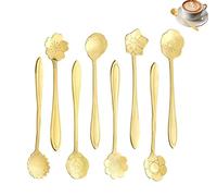 LYTIVAGEN 8 PCS Cuchara de Flores Acero Inoxidable Cuchara de Café Cuchara para Postres Girasol Cucharilla Dorado y Oro Rosa Creativa Cuchara para Mezclar Helados, Dulces, Té, Azúcar