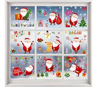 LYTIVAGEN 9 PCS Pegatinas Navidad Ventanas Reutilizables Pegatina Ventana Navidad Doble Cara Imágenes de Ventana de Navidad Autoadhesiva Pegatina de Pared Pegatinas de Papá Noel para Fiesta de Navidad