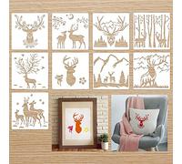 LYTIVAGEN 9 PCS Piezas Plantillas para Pintar Stencil Reutilizable Manualidades Plantillas de Pintura de Animales para Decoración de Casa de Navidad (28x28cm)