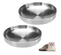 Lytonix Comederos Planos para Gatos, 15 cm, Acero Inoxidable, Antideslizante, Diseño Amplio y Poco Profundo, 2 Piezas