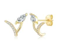 LYTOPTOP Pendientes de tuerca de oro para mujeres y niñas, chapados en oro de 14 quilates con circonita cúbica para hija y hermana, Latón, Circonia cúbica